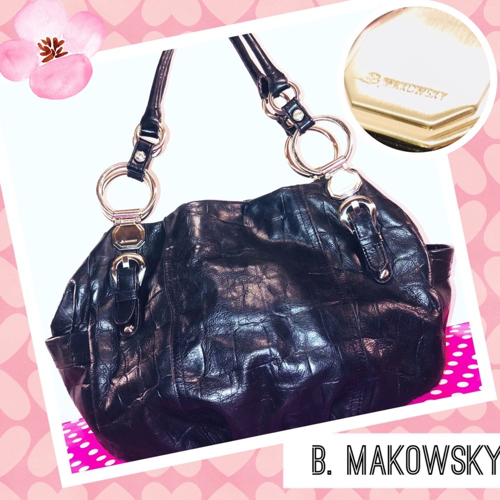 SOLD! 💕🌸B MAKOWSKY Black Leather XL Hobo